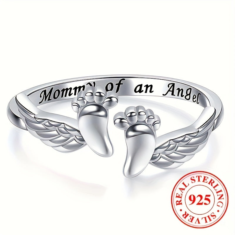 925 Sterling Silver Angle Wing Adjustable Cuff Ring