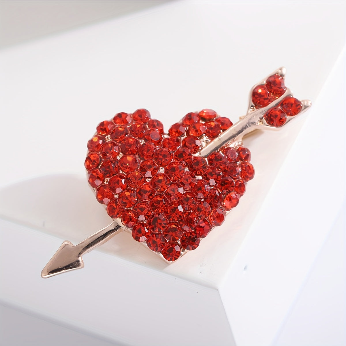 Love Heart Brooch Pin, Shiny Faux Crystal Cardigan Buckle